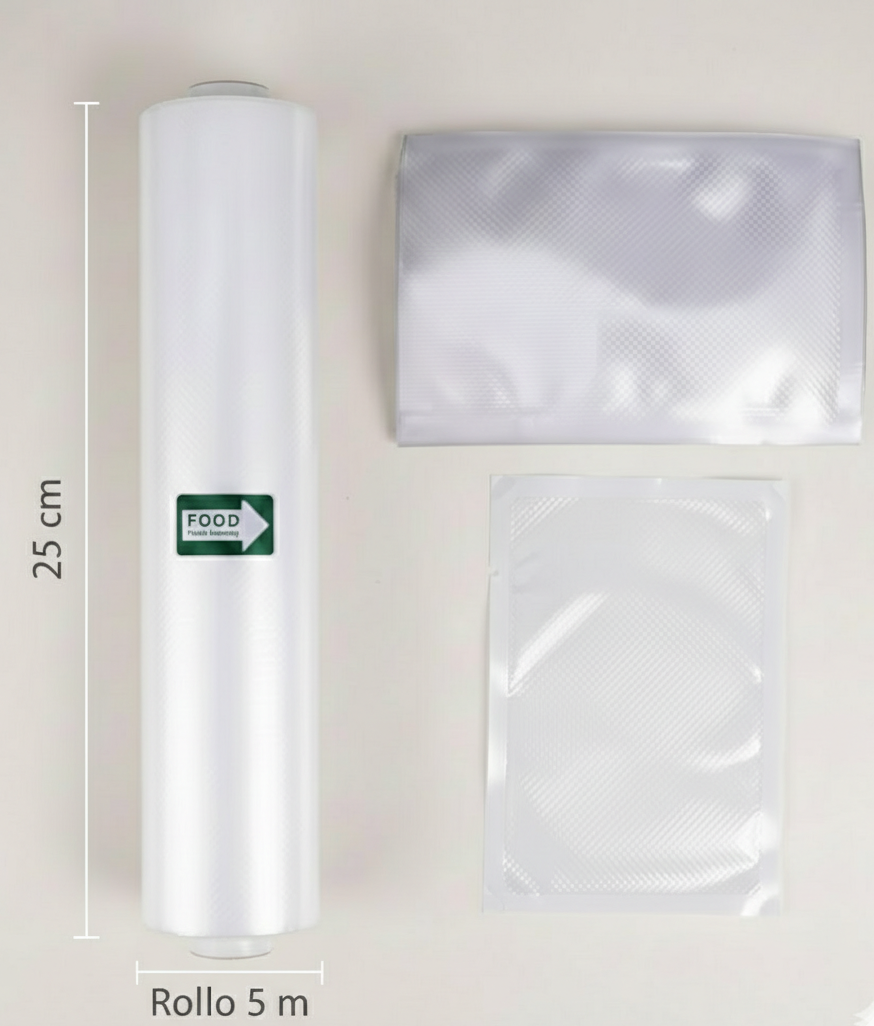 Rollos de Bolsas para Envasar al Vacío 5 m | Anchos 12-28 cm (Corte a Medida)
